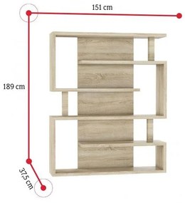 MASSA D polcrendszer, 151x189x37,5, sonoma tölgy