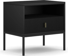 Éjjeliszekrény bordázott kivitelben, fekete színben MARCOS