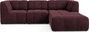 Borvörös bársony sarokkanapé (jobb oldali-heverő résszel) Aloha – Makamii