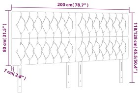 fekete szövet LED-es fejtámla 200x7x118/128 cm