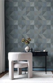 Parato Cristiana Masi Vitalis Dynamo barna-kék geometrikus texturált vlies tapéta – 32417
