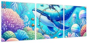 Kép – Víz alatti világ (órával) (90x30 cm)
