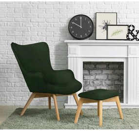 Sötétzöld fotel lábtartóval Niko – Ropez