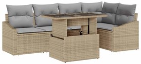 vidaXL Kerti Kanapé Szett párnával 6 pcs Beige és Világosszürke