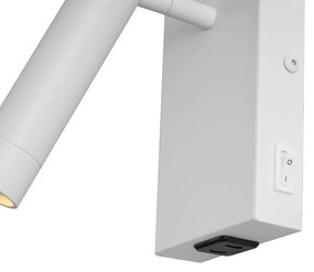 Modern, állítható fehér fali lámpa USB-C csatlakozóval - Croft