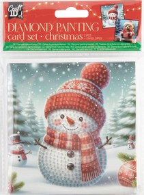 Karácsonyi Snowman gyémántszemes 2 db-os kártya szett borítékkal