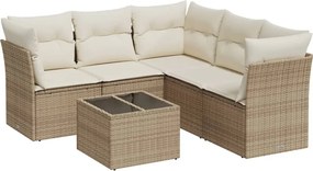 vidaXL 6 részes bézs polyrattan kerti ülőgarnitúra párnával
