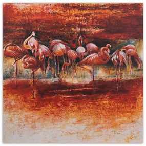 Gario Vászonkép Rózsaszín flamingóraj Méret: 50 x 50 cm