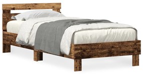 Ágykeret LED lámpákkal Régi fa 75x190 cm Mérnöki fa