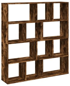 füstös tölgy színű szerelt fa könyvszekrény 132 x 29 x 141,5 cm