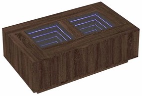 tölgy színű végtelen hatású LED-es dohányzóasztal 116x69x40 cm
