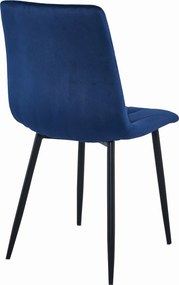 AKCIÓ Kék bársony étkezőszék LIBRA fekete lábakkal II. osztály