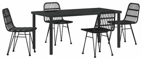 vidaXL Kert étkező szett 5 pcs Fekete Porszórt acél