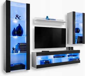 komodee Tivoli Medio Rtv szett nappaliba Fehér-Fekete Kék Led