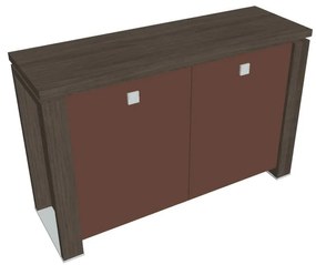 Verno+ alacsony szekrény 140 x 46 x 90 cm, üvegajtó, antracit tölgy / barna