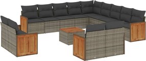 vidaXL 14 részes szürke polyrattan kerti ülőgarnitúra párnákkal