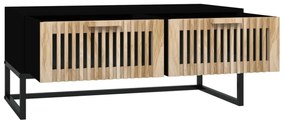 fekete szerelt fa és vas dohányzóasztal 80 x 40 x 35 cm