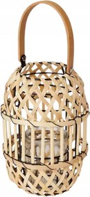 Lámpa 23 fa, fém, üveg, fonott/rattan 22 cm