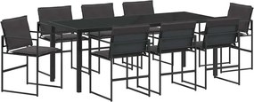 vidaXL Kert étkező szett 9 pcs Fekete Porszórt acél