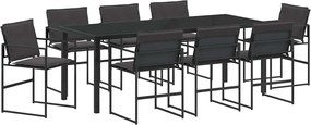vidaXL Kert étkező szett 9 pcs Fekete Porszórt acél