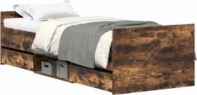 vidaXL füstös tölgy színű ágykeret fej- és lábtámlával 90 x 200 cm