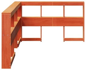 Könyvespolc fejtámla L-alakú viaszbarna 120 cm tömör fa fenyőfa