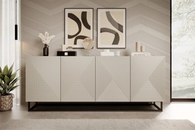 Asha komód 200 cm négyajtós - kasmír / fekete láb