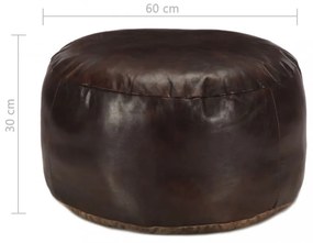 sötétbarna valódi kecskebőr puff 60 x 30 cm