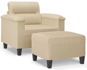 krémszínű mikroszálas szövet kanapéfotel lábtartóval 60 cm
