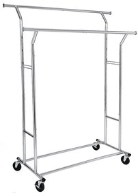 Állítható magasságú és szélességű ruhatartó állvány, ezüst