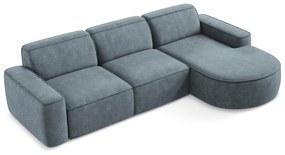 Szürkéskék zsenília sarokkanapé (jobb oldali-heverő résszel) Omao – Makamii