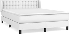vidaXL fehér műbőr rugós ágy matraccal 140x190 cm