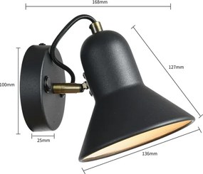 Fali spotlámpa ASTAMA 1xE27/40W/230V fekete/sárgaréz