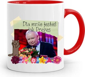 Piros Vicces Bögre Jaroslaw Kaczynski fényképes nyomattal