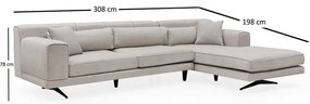 Jivago világosbézs sarokkanapé, jobb oldali - Artie