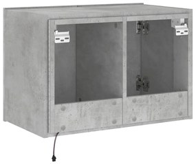 betonszürke falra szerelhető TV-szekrény LED-del 60x35x41 cm