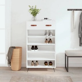 Magasfényű fehér szerelt fa cipőszekrény 60 x 35 x 105 cm