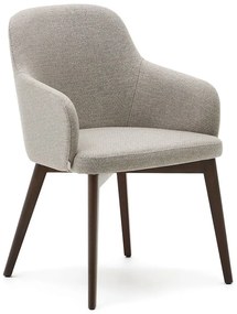 Bézs kárpitozott karfás étkezőfotel Nelida – Kave Home