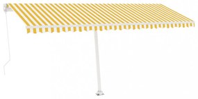 sárga-fehér kézzel kihúzható póznás napellenző 500 x 350 cm