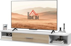 HOMCOM Fali TV állvány 50 hüvelykes TV-hez 2 nyitott résszel és lehajtható ajtós szekrénnyel 120L x 26W x 16H cm Fehér | Aosom