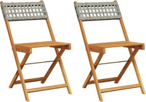 vidaXL 2 db szürke tömör akácfa és polyrattan bisztrószék