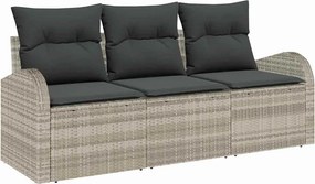 vidaXL Kerti Kanapé Szett párnával 3 pcs Világosszürke Poli rattan