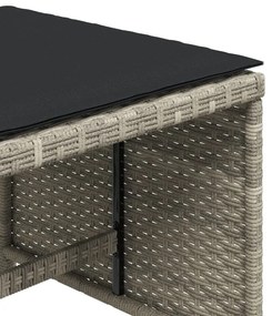 4db világosszürke polyrattan kerti szék párnával 40x40x35 cm