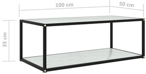 Fehér edzett üveg dohányzóasztal 100 x 50 x 35 cm