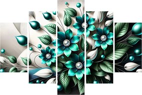 Kép - 3D türkiz virágok (150x105 cm)