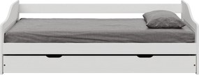 Ágy kihúzható pótággyal, fehér, tömörfa, 90x200, LAURA NEW