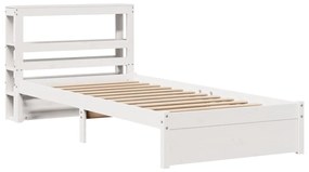 fehér tömör fenyőfa ágykeret fejtámlával 75 x 190 cm