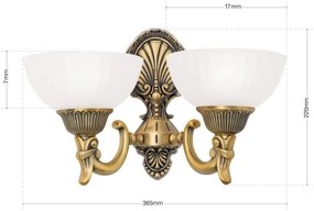 Orion WA 2-1201/2 - Fali lámpa ROCCA 2xE27/60W/230V bronz/fehér