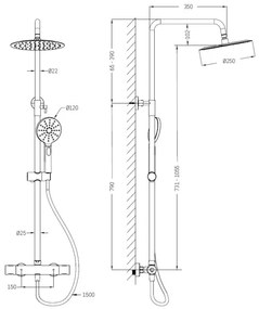BATH DELUXE 31-120-05-70-00 - DRAGOR termosztátos zuhanyszett, kefélt réz