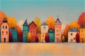 Kép - Őszi falu (90x60 cm)